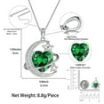 thumbnail image 5 of Juwaliy 13MM Women Moon Star Necklace Heart May Birthstone 925 Sterling Silver Pendant Green Emerald Planet Celestial Jewelry Christmas Valentine Birthday Mother's Day Gift for Mom, 5 of 10