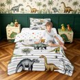 thumbnail image 2 of meiyoeat Cartoon Dinosaur Twin Comforter Sets for Girls Boys, Jungle Wildlife Bedding Set, White Green, Polkadot Reversible, 2pcs, 1 Comforter and 1 Pillowcase, 2 of 6