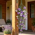 thumbnail image 2 of Artificial Hanging Flowers for Outdoor Indoor, Fake Silk Vine Flowers UV Fade Resistant, Realistic Faux Floral Greenery for Porch Patio Balcony Window Basket Home Wall Decor(Purple&White), 2 of 7