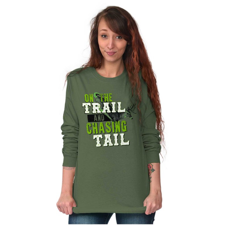 Fishing On Trail Chasing Tail Fisher Men's Long Sleeve Tee T Shirt