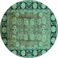 thumbnail image 1 of Ahgly Company Indoor Round Oriental Turquoise Blue Traditional Area Rugs, 3' Round, 1 of 4