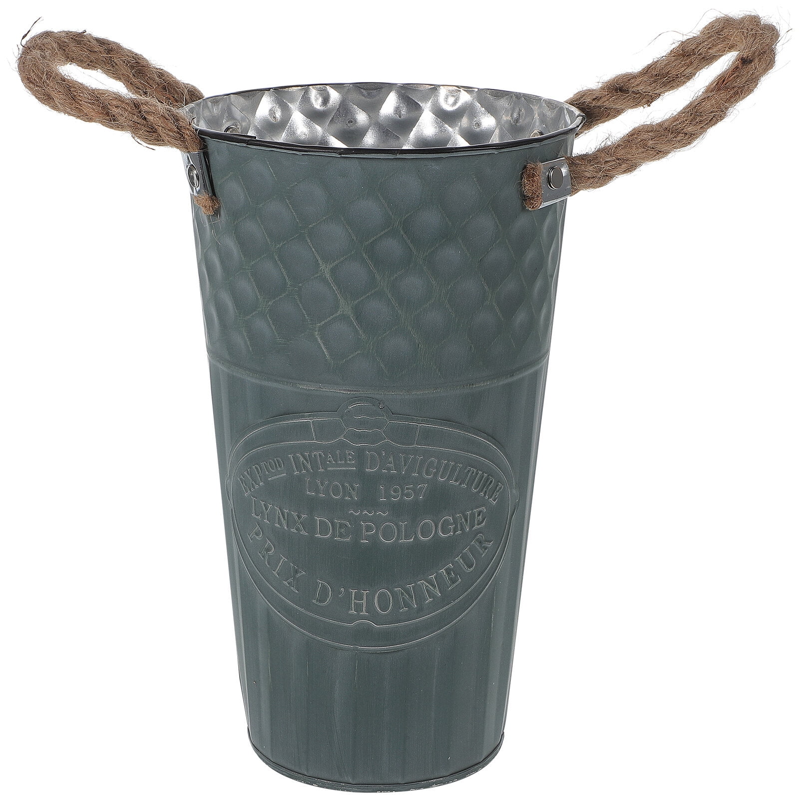 Iron Flower Bucket Vintage Flower Bucket With Hemp Handle Vintage