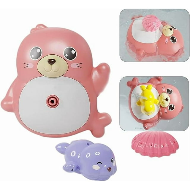 Baby bath water toy - Sea Lion Sprinkler Baby Bath Toys, Bathtub Toys with 2 Spray Water Sprinklers(Color random) for Kid ,Bathtub Swimming Pool Toys for Infant Baby Toddlers (pink)