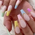 thumbnail image 1 of Uñas postizas acrílicas con forma de ataúd para mujeres y niñas, con efecto bailarina y brillantes, 1 of 4