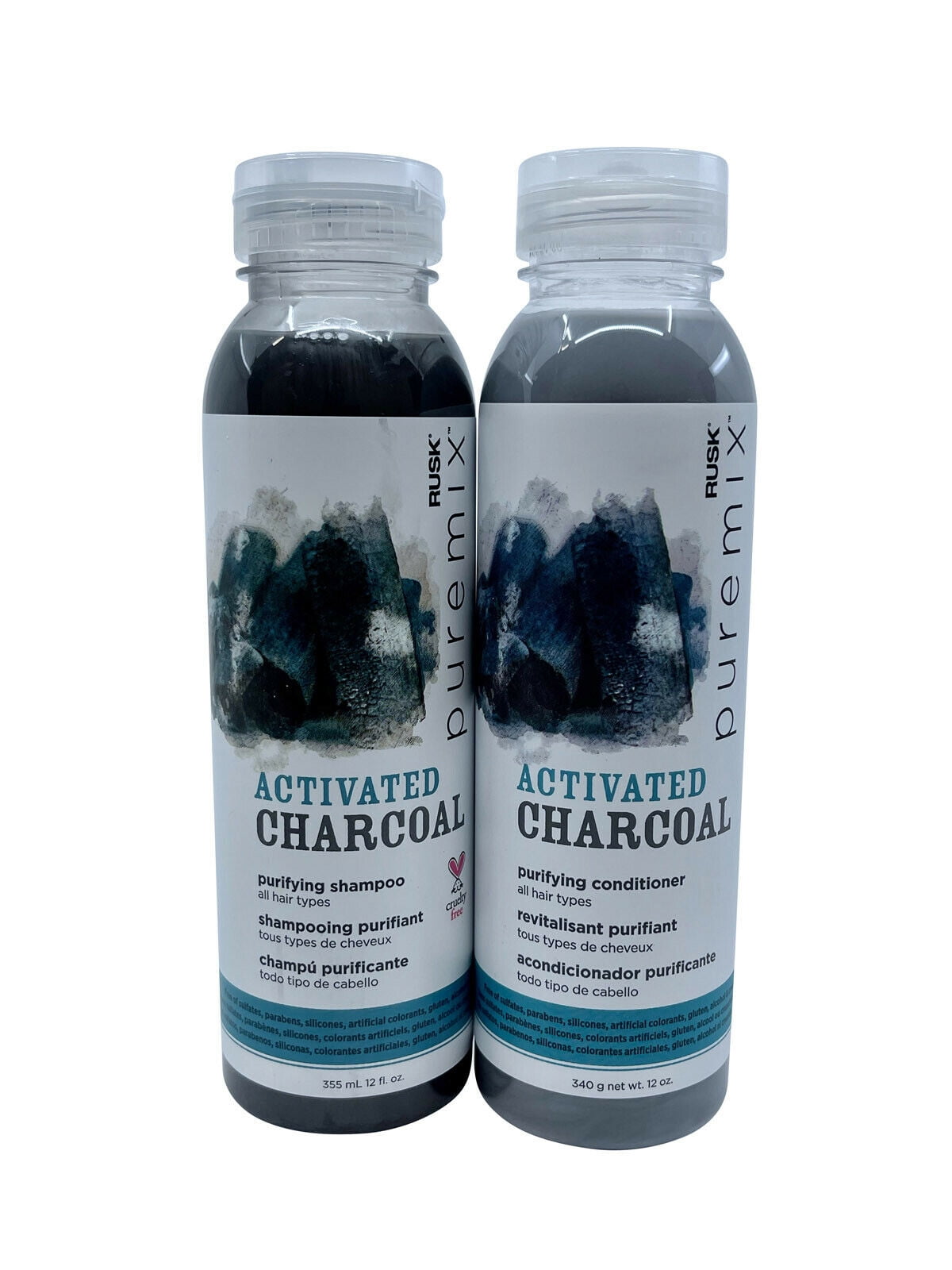 Rusk Puremix Activated Charcoal Purifying Shampoo & Conditioner 12 oz