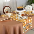 thumbnail image 5 of Cartoon Pumpkin Dwarf Maple Leaf Table Runner-36 Inch Long Orange White Plaid Table Runners Linen Burlap Tablerunner for Kitchen Dining Room Holiday Party, 5 of 6