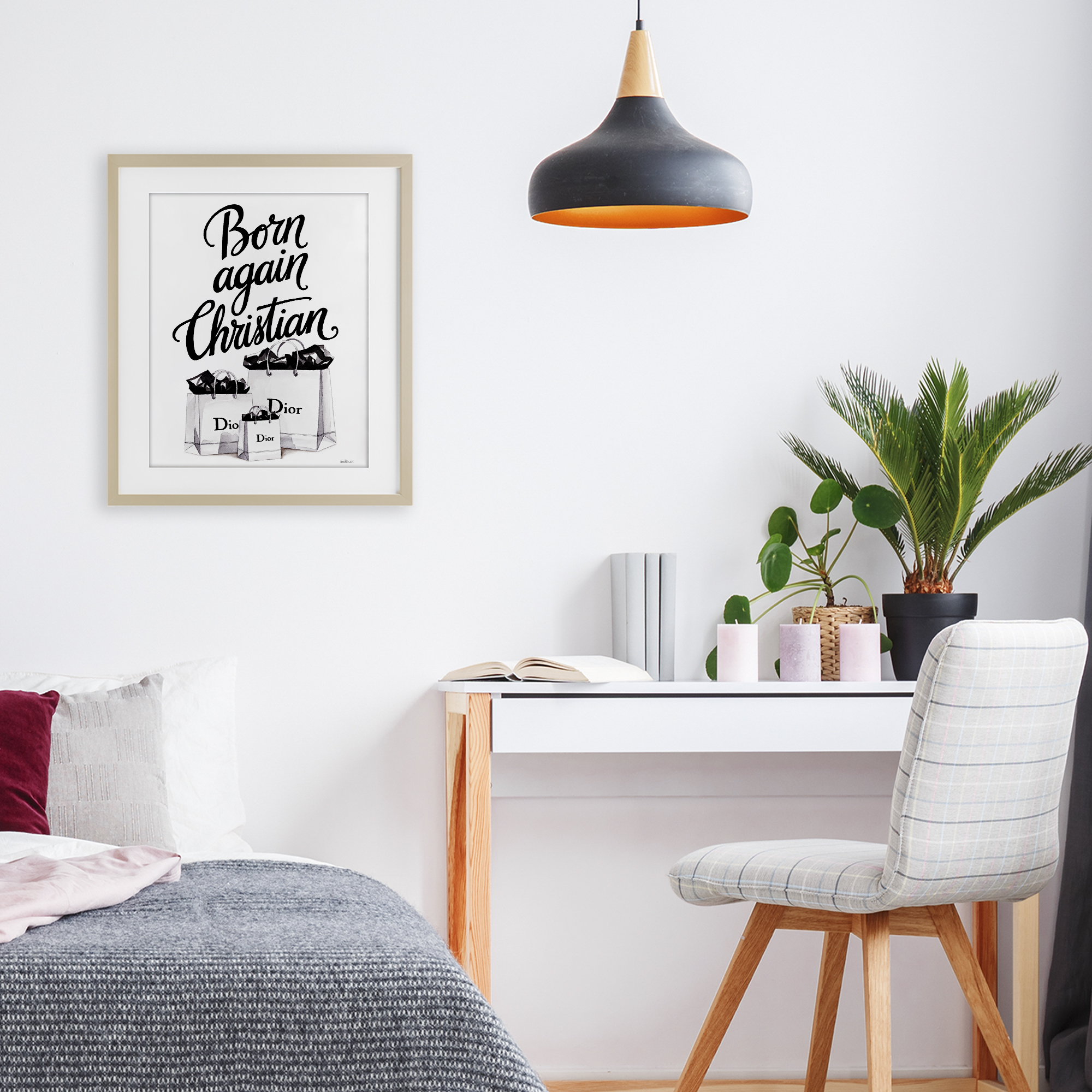 Christian & Shopping Bags Birch Framed Print Under Glass, design by Amanda Greenwood