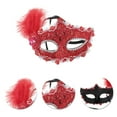 thumbnail image 3 of Unique Bargains 1 Pc Princess Feather Half Face Party Mask for Masquerade Party Red, 3 of 5