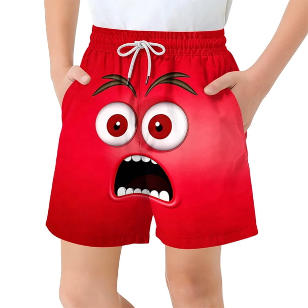 Pantalones cortos de bolsillo para niños con cordón elástico estampado casual traje de baño pantalones de cinco puntos