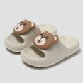 thumbnail image 5 of Kids Slippers Unisex Kids Solid Cartoon Bear Print Soft Sole Indoor Outdoor Beach Slides Slippers for Toddler Girls Boys Coffee 4 Years-4.5 Years, 5 of 7