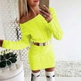 thumbnail image 2 of Ediodpoh Sweater Dress for Women Mid Length off The Shoulder Waist for Autumn Winter Fashion Yellow XL, 2 of 6