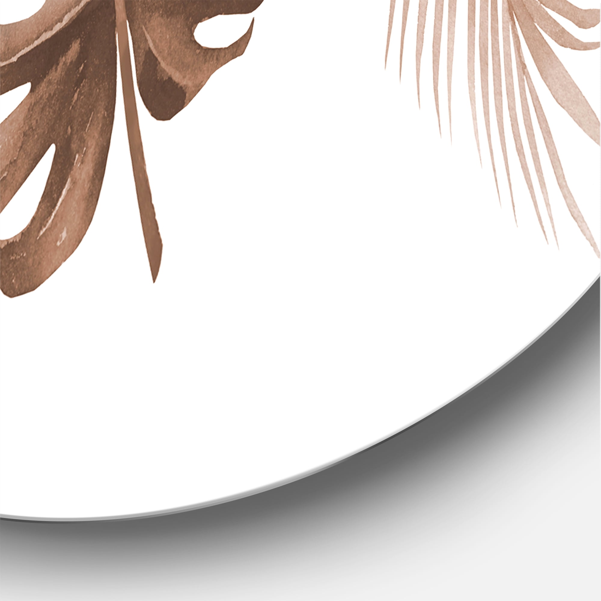 Designart 'Tropical Palm and Monstera Leaf In Terracotta' Traditional Circle Metal Wall Art 36x36 - Disc of 36