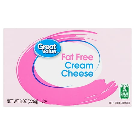 Great Value Fat-Free Cream Cheese Brick, 8 oz Block