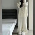 thumbnail image 4 of Korean Sleepwear Women Pajama Sets Solid Color Piiama Ruffles Pants Sets for Women 2 Pieces Autumn Night Wears Button Home Suit, 4 of 4