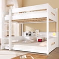thumbnail image 4 of Harper & Bright Designs Queen over Queen Bunk Bed with Storage Shelves and USB Ports, Wooden Queen Size Loft Bed with Charging Station, White, 4 of 13