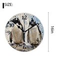 thumbnail image 2 of 16 Inch Wall Clock Battery Operated Silent Clock Decorative for Office, Kitchen, Outdoor, Living Room，Emperor Penguin with Chick on White Snow in South Pole Creative, 2 of 4