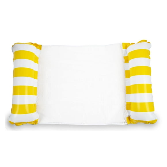Salón flotante de PVC para piscina inflable, amarillo | Hamaca de agua multiusos, sillón de malla, vagabundo, sillín | Accesorios portátiles para piscinas para tomar el sol