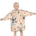 thumbnail image 3 of Yorkie Dog and Flower Florals Blanket Hoodies for Kids 6-13YR Oversize Wearable Blanket Hoodies for Boys Girls Teens, 3 of 7