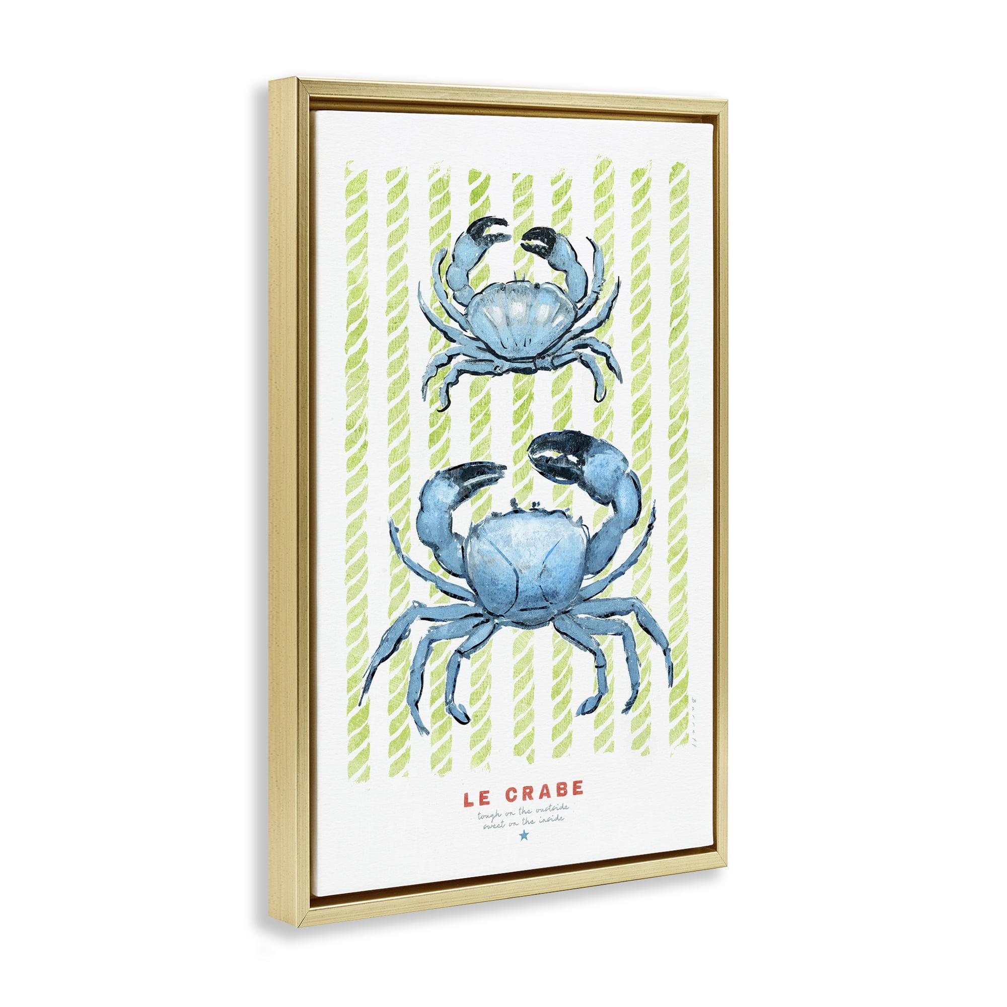 Stupell Industries Modern Bistro Crabs Gold Framed Floater Canvas Wall Art, design by Chad Barrett