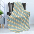 thumbnail image 4 of Shabby Flora Soft Flannel Fleece Throw Blanket, Nostalgic Diagonal Bold and Thin Stripes Geometric Simplistic, Cozy Plush for Indoor and Outdoor Use, 50" x 60", Almond Green Apricot, by Ambesonne, 4 of 5