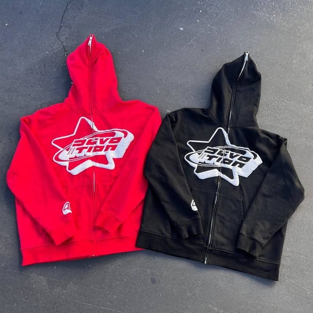 Sudadera con capucha de gran tamaño con estampado de letras gráficas de Harajuku para hombre Y2k, sudadera holgada informal de estilo hip hop con cremallera para mujer, ropa para hombre