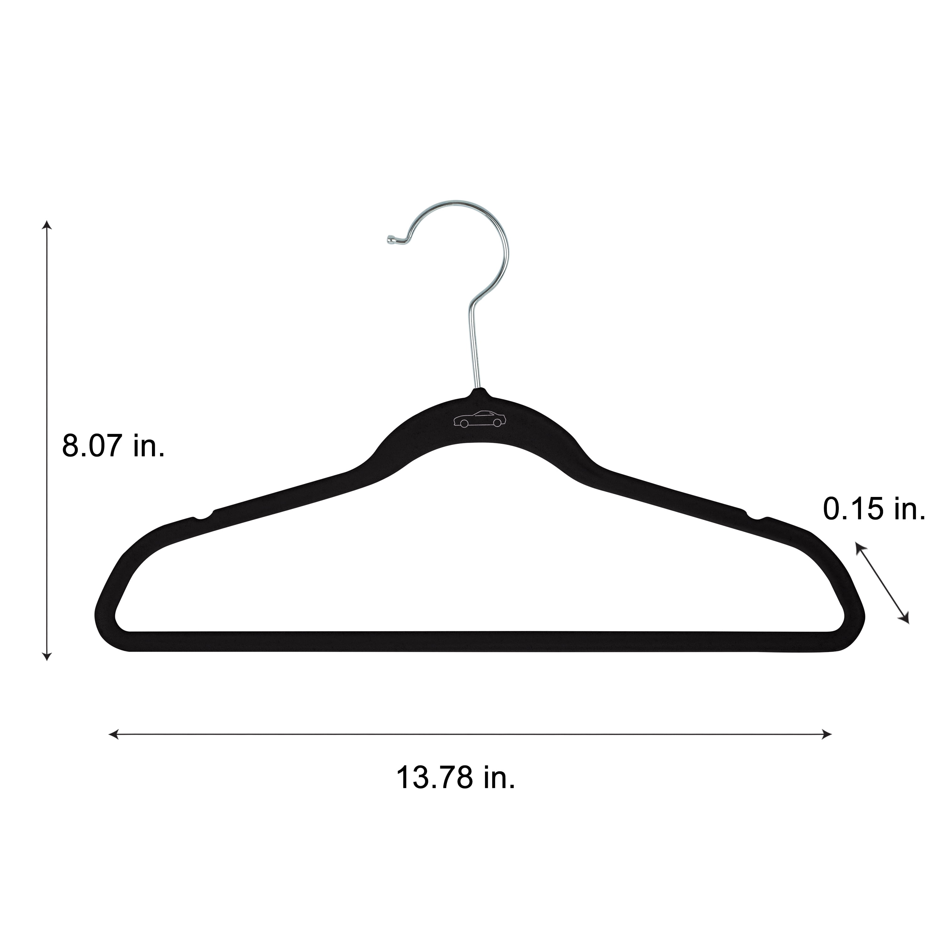 Simplify Kids 200 Pack Velvet Shirt Hanger with Race Car Icon in Black