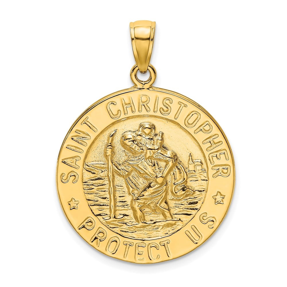 Auriga Fine Jewelry 10K Yellow Gold Polished Coin Charm for Women (L-30.85 mm)