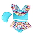 thumbnail image 1 of Girls Two Piece Bikini Set with Floral Print and Ruffled Skirt for Beach Swimming, 1 of 6
