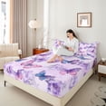 thumbnail image 4 of Homewish Flying Butterflies 4pcs Bed Sheets for Female Men Adults,Chic Purple Flowers King Sheets,Spring Garden Super Cozy Sheet Set,Super Cozy Room Decor, 4 of 7