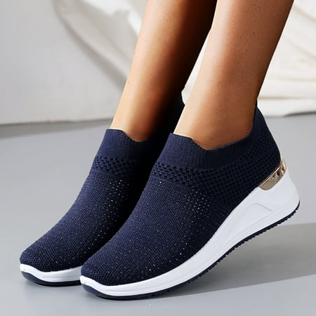 

PhoneSoap Women Wedge Running Shoes For Women Athletic Tennis Walking Breathable Fashion Sport Shoes Blue