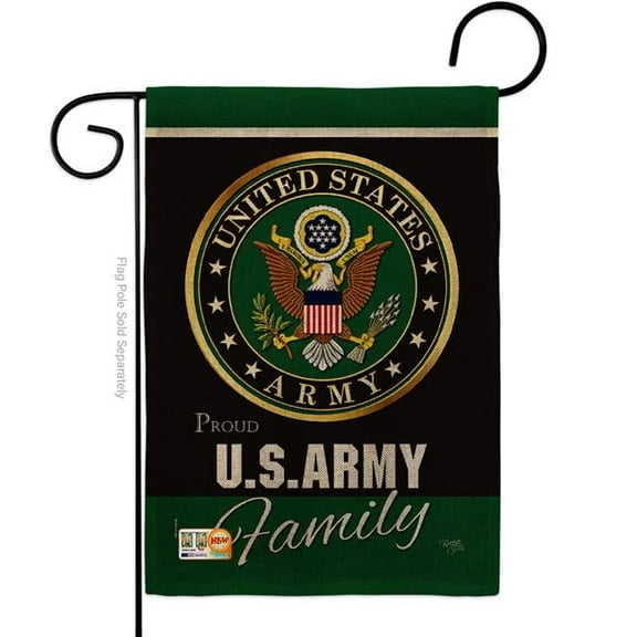 Breeze Decor BD-MI-G-108410-IP-DB-D-US19-UA 13 x 18.5 in. Army Proudly Family Burlap Americana Military Impressions Decorative Vertical Double Sided Garden Flag