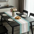 thumbnail image 2 of Turquoise Beige Stripe Table Runner 48 Inches Long, Modern Art Horizontal Striped Kitchen Coffee Dining Table Decoration for Home Party Birthday Wedding Home Decor 13x48 Inches, 2 of 8