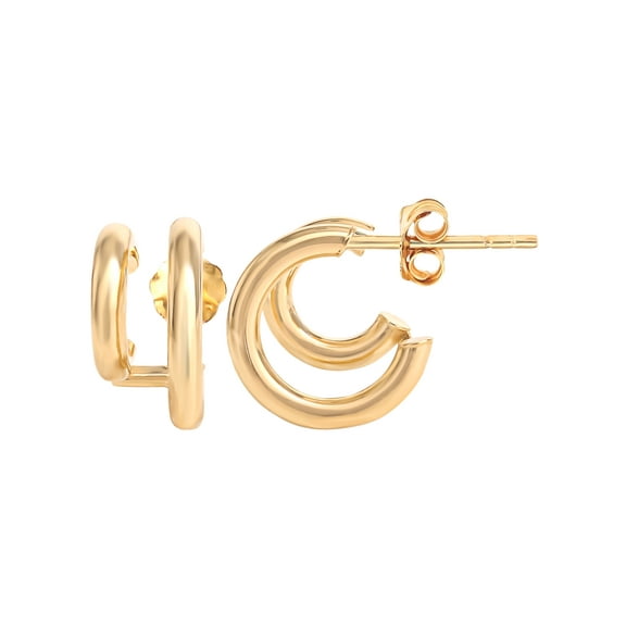 JS Jessica Simpson Women’s Gold Plated Sterling Silver Double Hoop Stud Earrings