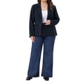 thumbnail image 2 of Agnes Orinda Women's Plus Size Blazer Long Sleeve Button Open Front Business Casual Jacket with Pockets 2X Dark Blue, 2 of 4