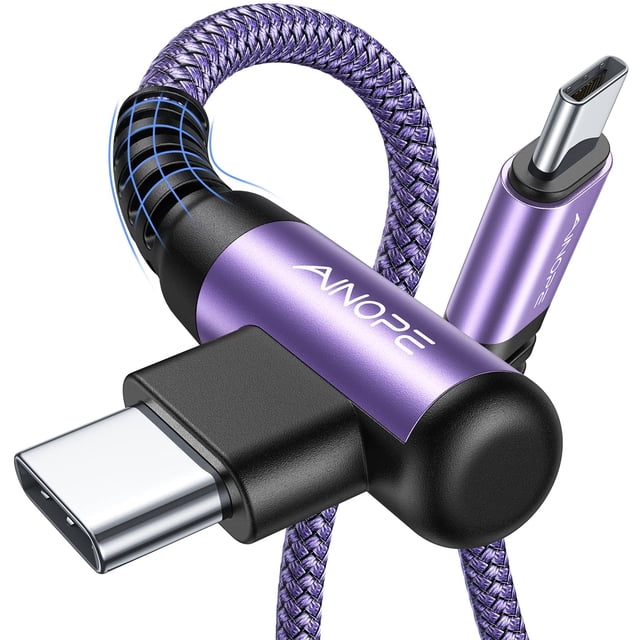 Cable USB C AINOPE de 60 W, paquete de 2 m, nailon trenzado, color morado