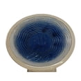 thumbnail image 2 of 17 Inch Ceramic Bird Bath Blue Ombre Swirl Pattern Glazed Pedestal Bird Bath Lightweight Tall Elegant Outdoor Bird Bath for Garden Yard and Patio, 2 of 9