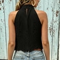 thumbnail image 6 of TEAJOPSUU Tank Tops for Women Halter Neck Embroidered Lace Cropped Tank Tops Bohemian Style Casual Sleeveless Shirts Loose Fit Summer Solid Color Blouses Black, 6 of 6