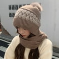thumbnail image 3 of Women Hat Twist Pattern Brimless Autumn Winter Korean Style Knitting Cap Scarf for Riding, 3 of 10