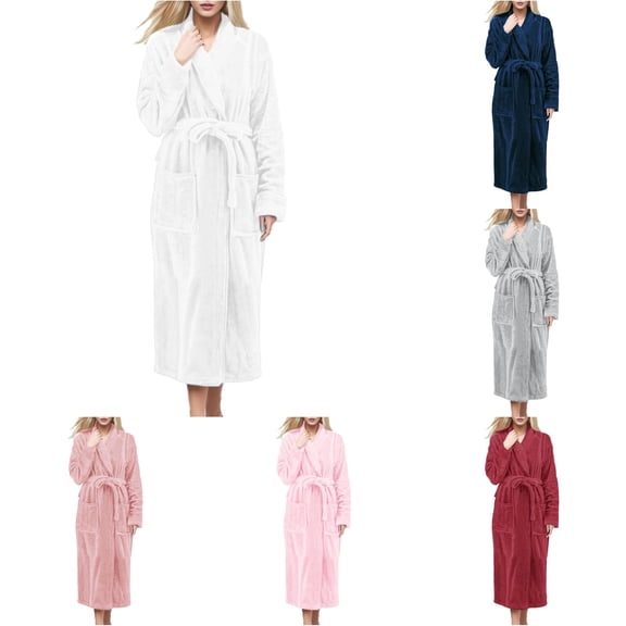 PMVFHDE Women Long Cloth Bathrobe Plus Size Soft Housecoat Lightweight Comfortable Loungewear Casual White,M