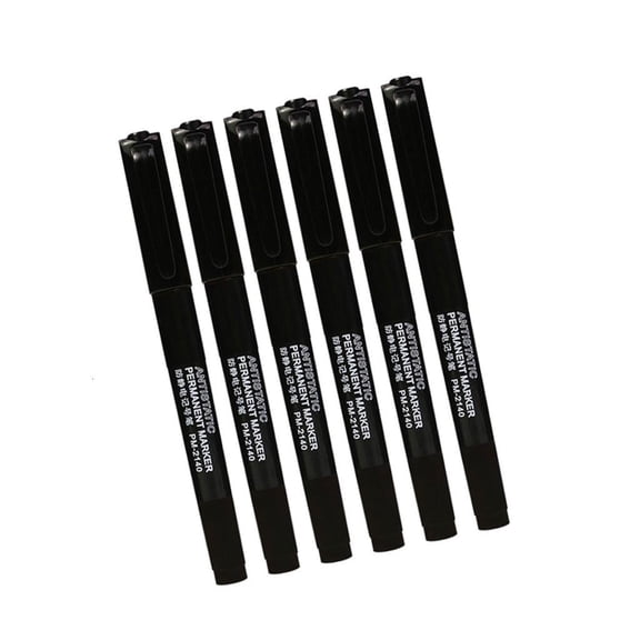 Double Ended Antistatic Permanent Marker Pens 6 Pack for PCB Labeling, Fine Tip Set for Cleanroom and Lab Work