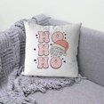 thumbnail image 2 of Retro Pink Preppy Ho Ho Ho Christmas Ball Christmas Hat Decor Decorative Pillowcase Throw Pillow Cover 18x18 Inch,Pink Preppy Ho Ho Ho Christmas Decor Decorations for Couch Sofa, 2 of 4