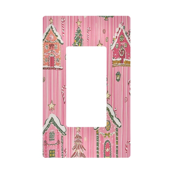 Yayeee Rocker Switch Wall Plate 1-Gang 4.6"x2.9" Home Decorative Outlet Cover, Pink Gingerbread House