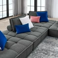 thumbnail image 4 of Modular Deep Tufted Sectional Sofa Set, Grey Gray, Fabric, Modern Contemporary French Country, Living Lounge Cafe Room Hotel Lobby Hospitality, 4 of 10