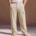 thumbnail image 5 of Ceisia Men Cargo Pants Linen Cotton Multi Pockets Straight Leg Loose Fit Casual Outdoor Daily Long Trousers Gift, 5 of 10