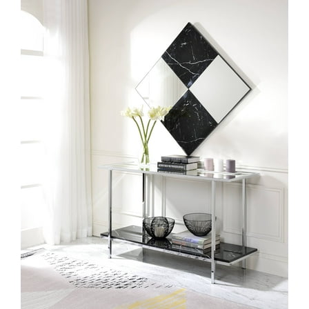 48'' Angwin Mirrored Faux Marble & Chrome Entryway Console Table