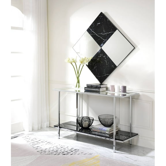 48'' Angwin Mirrored Faux Marble & Chrome Entryway Console Table