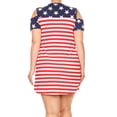 thumbnail image 2 of Women Cold Shoulder Stars Stripes Holiday Patriotic Casual Tunic Top Dress Red 1XL (P710070WOP), 2 of 4