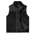 thumbnail image 2 of HOOMEUMY Mens Fleece Vest Sleeveless Clothes Fashion 2025 Trendy Classic Solid Coat Stand Collar Jacket Pockets Design Casual Workout Black M, 2 of 4