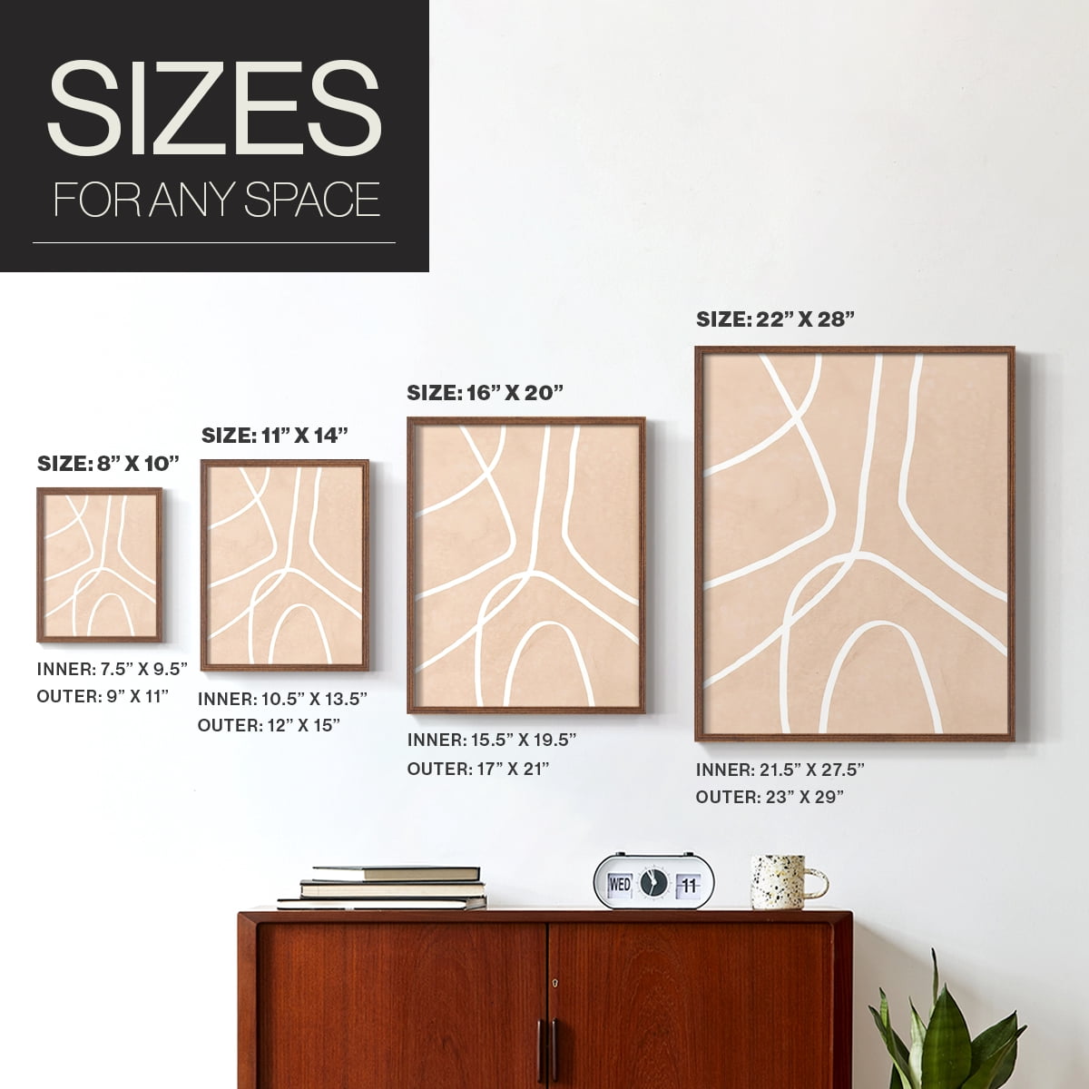 Clean Contour III in Paper Solid Wood 8 x 10 Framed Print