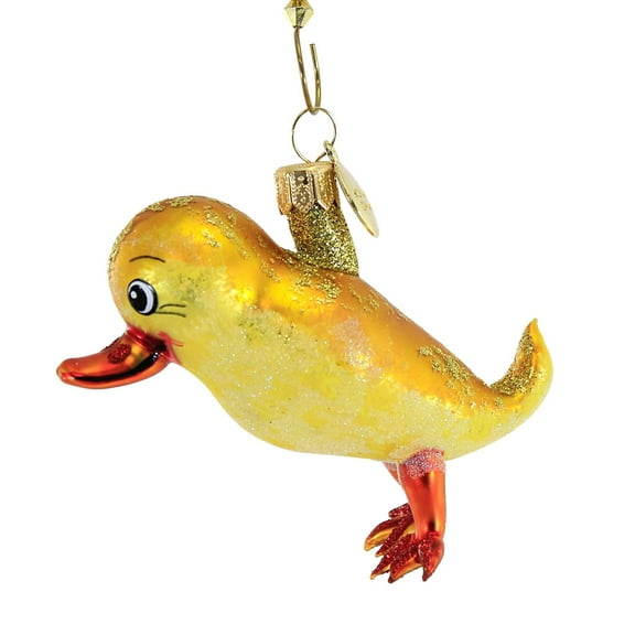 Yellow Glittered Baby Chick - 1 Glass Ornament 2.5 Inch, Glass - Ornament Spring Easter Duck 10147